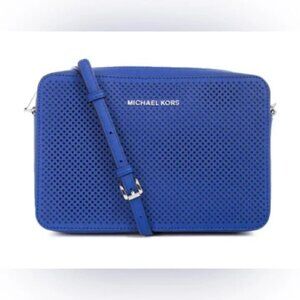 Euc Michael Kors Blue Leather Crossbody Bag Purse
